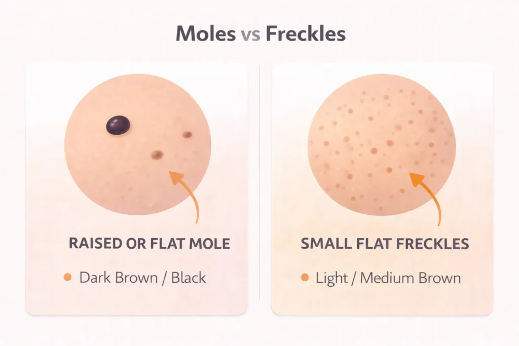moles vs freckles